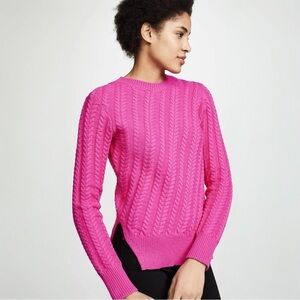 10 Crosby Derek Lam Hot Pink Cable Knit Sweater Thick Cotton Blend Med